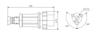 PB202-3Ex 2P+E 16A 250V IP66 ExdeIICT6 АМЭО вилка судовая взрывозащищенная