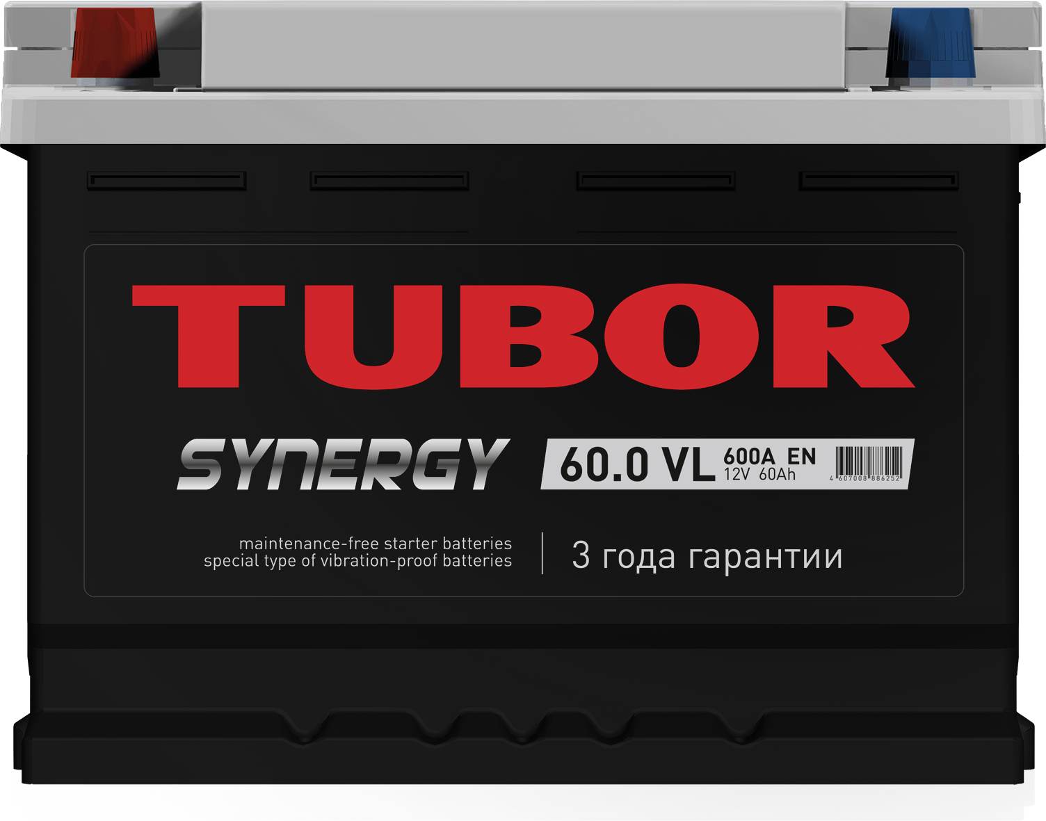 6СТ-60.0 VL низкий 60Ah TUBOR SYNERGY аккумулятор свинцово-кислотный