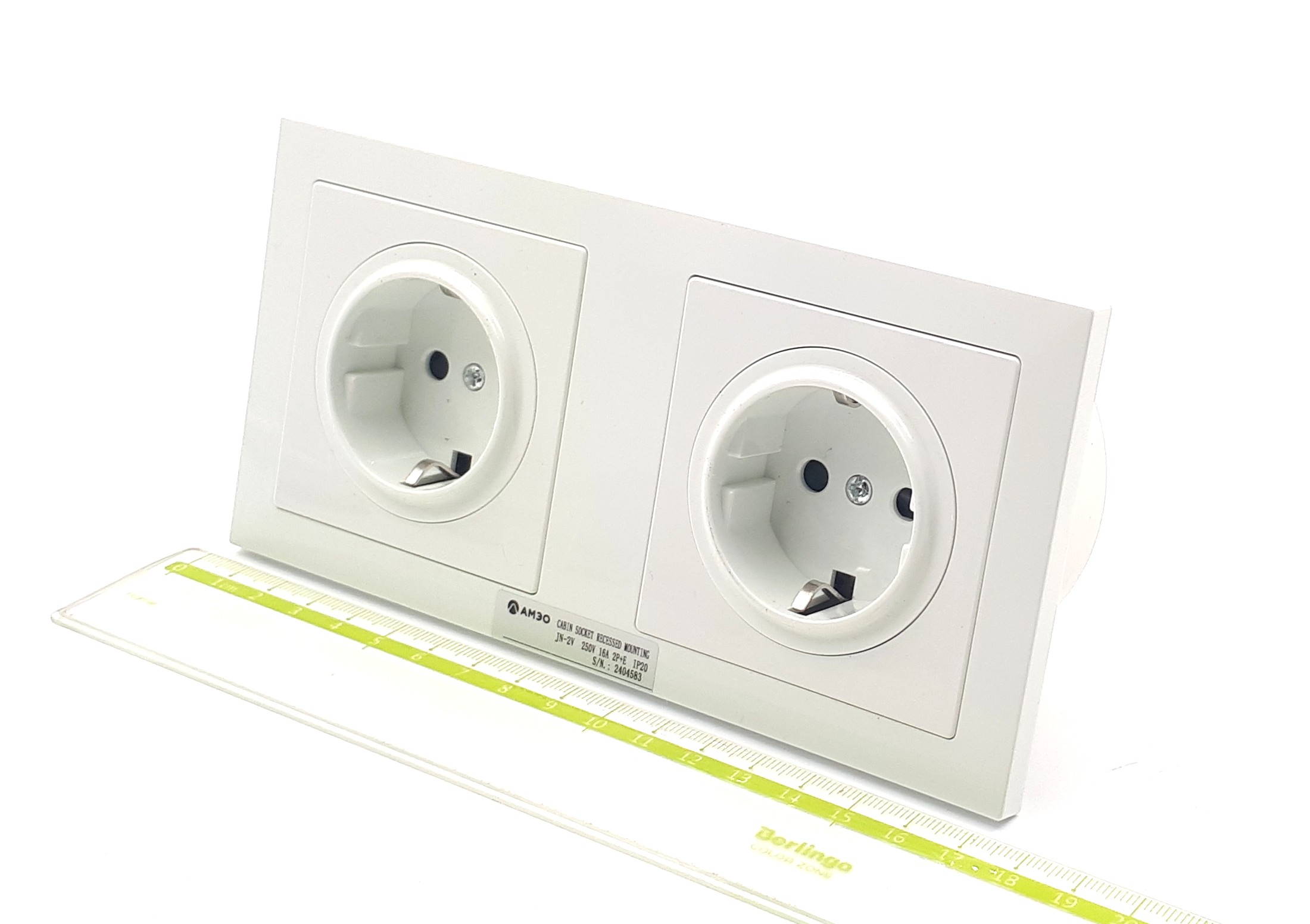 JN-2V 16A 250V 2P+E IP20 АМЭО розетка каютная встраиваемая двойная