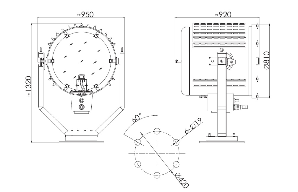 SSI-3000 3000/5000W 110/220V G19/54 IP55 АМЭО прожектор судовой ледовый с рефлекторной лампой накаливания