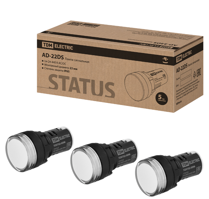 AD16-22DS 24-440VAC/DC (белый) индикатор светодиодный