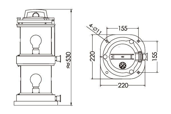 CXH3-10P 225° 2х65W B22d фонарь сигнально-отличительный топовый стационарный белый