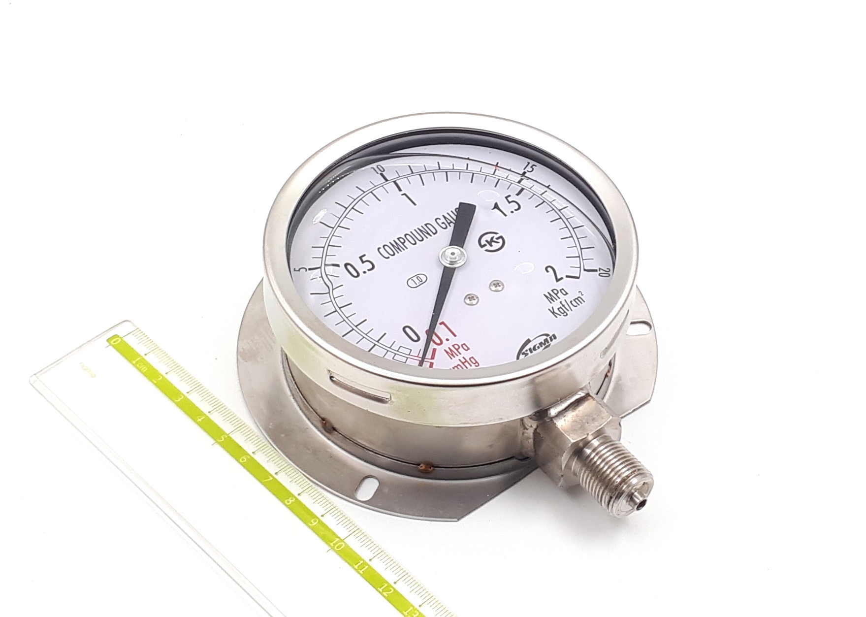 EN831-1 -0,1-2MPa G3/8R Ф Sigma мановакуумметр виброустойчивый (ф-110мм)