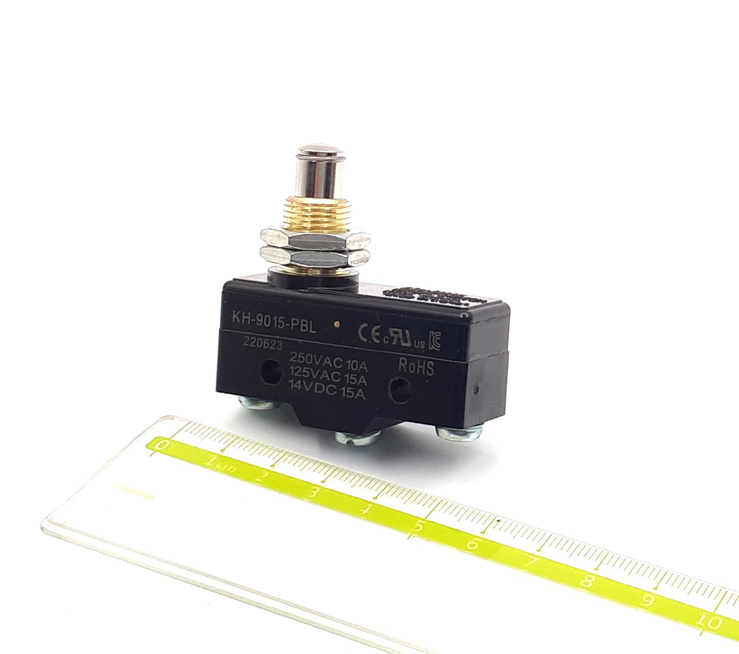 KH-9015-PB(L) 15A 125-250VAC (кнопка нажимная) микропереключатель