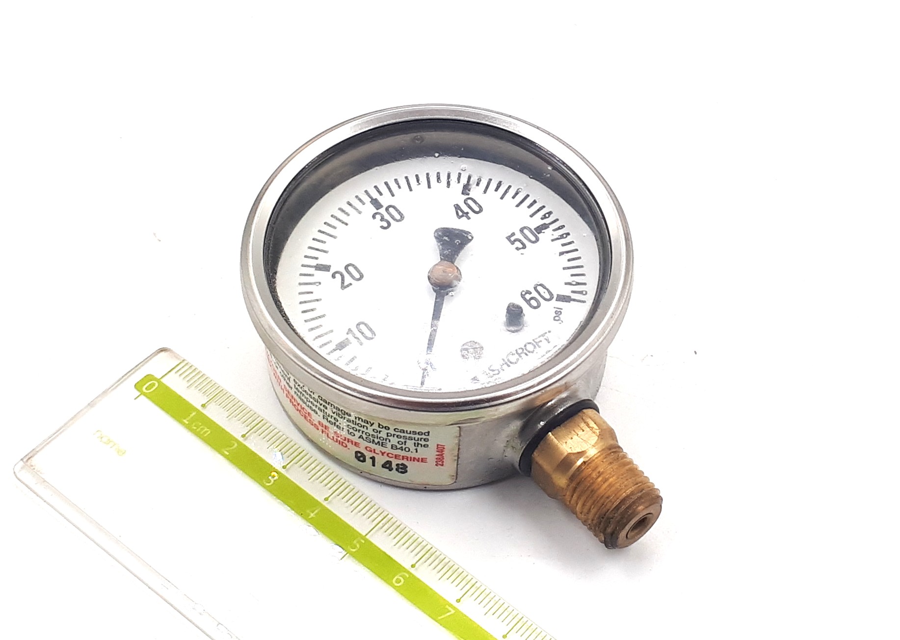 63 1008 AL 02L 60# 0-60psi (4kg) G1/4R Ashcroft манометр виброустойчивый