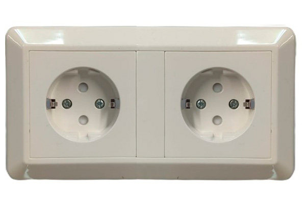 JN-2V-EKO (RS1014x2) 2x2P+E 16A 250V IP22 розетка каютная встраиваемая двойная