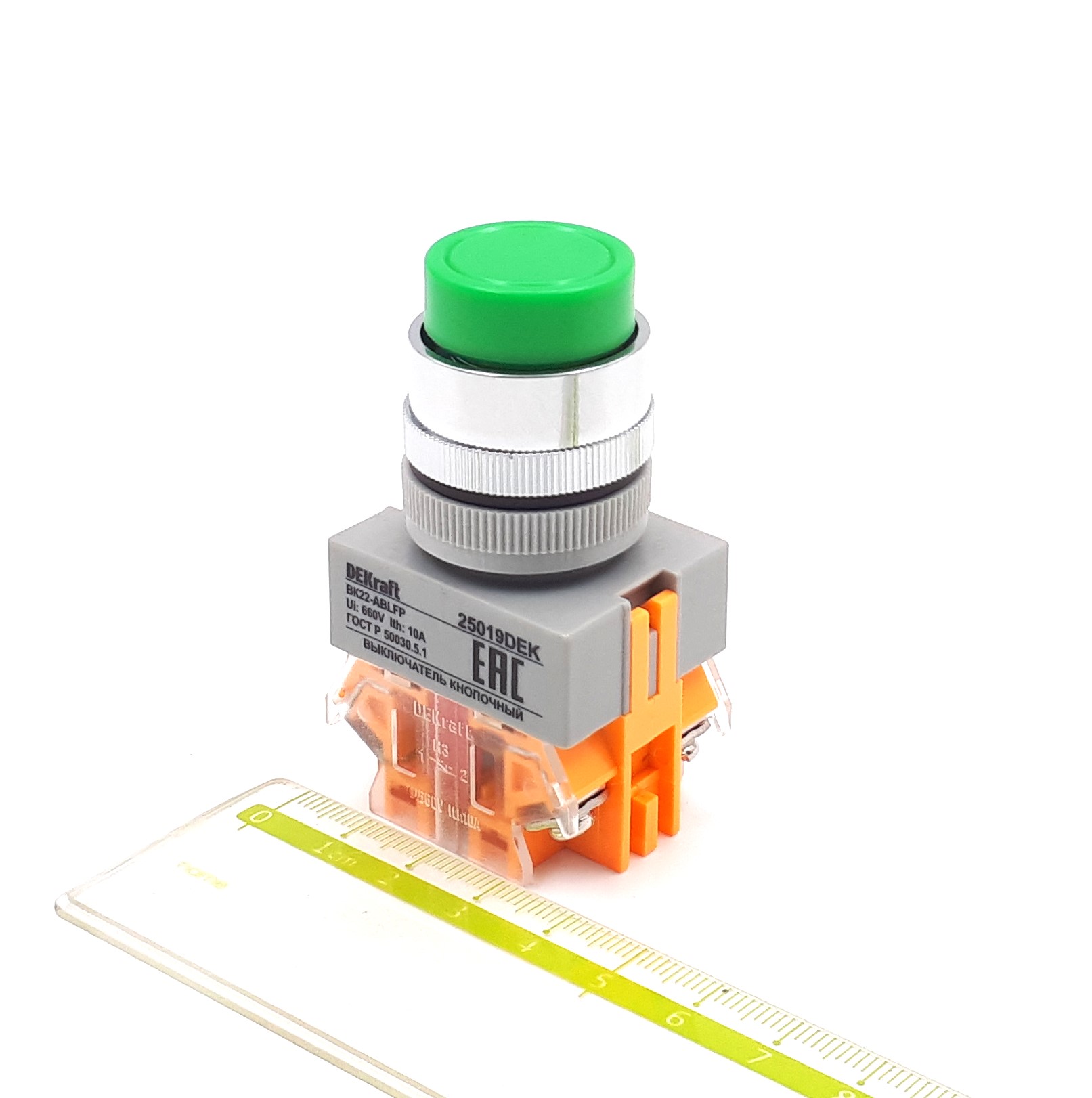 ABLFP-22 d22mm 1NO+1NC IP54 DEKraft (зеленая) кнопка управления