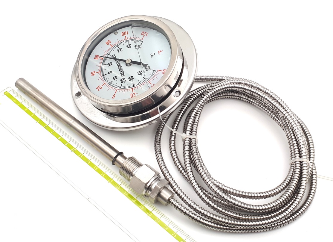 TDF100-50-8 -50-0-50°С Ø100mm G1/2R 150/12mm 8m Ф термометр манометрический виброустойчивый осевой