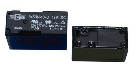 845HN-1C-C 12VDC 12A 1NO+1NC реле промежуточное