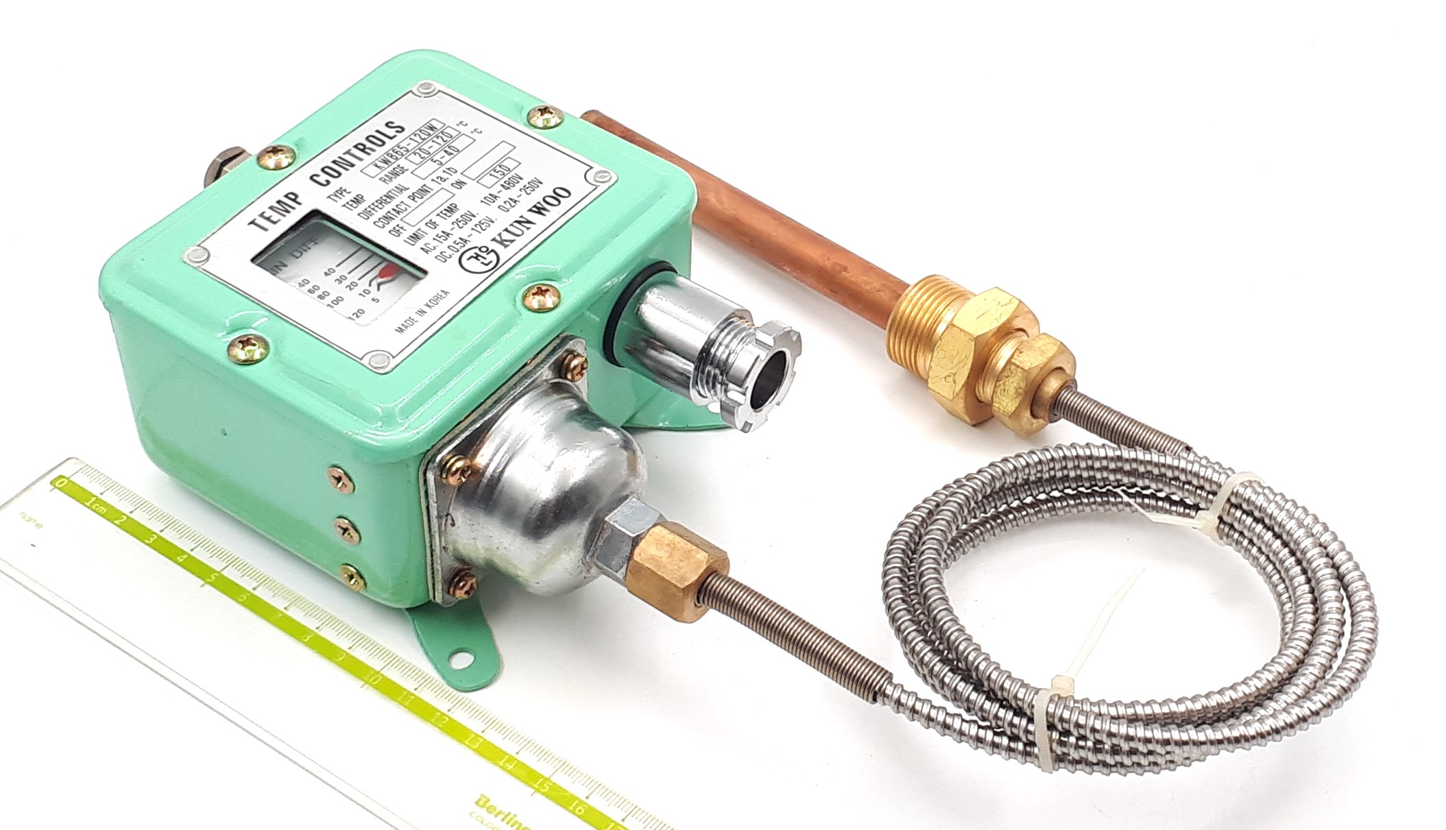 KW865-120W 20-120°С Diff.5-40°С 2,5m 120/14mm G3/4R Kun Woo датчик реле температуры