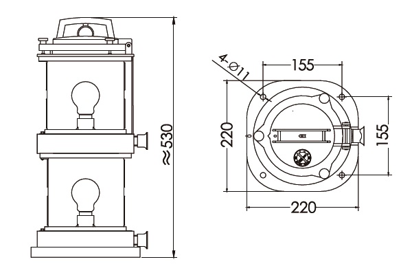 CXH3-10P 225° 2х65W P28s  LZ фонарь сигнально-отличительный топовый стационарный белый