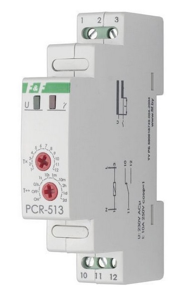 PCR-513 0,1s-576h 230VAC 8A 250V/50Hz 1NO+1NC реле времени с задержкой включения