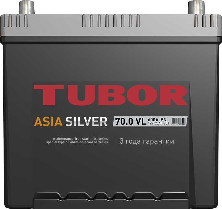 6СТ-70.0 VL B01 70Ah TUBOR ASIA SILVER аккумулятор свинцово-кислотный