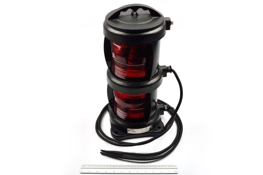 CXH2-101P 112,5° 2х65W P28s фонарь сигнально-отличительный левого борта красный