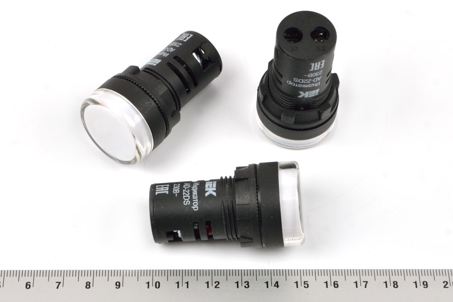 AD16-22DS 230VAC (белый) индикатор светодиодный