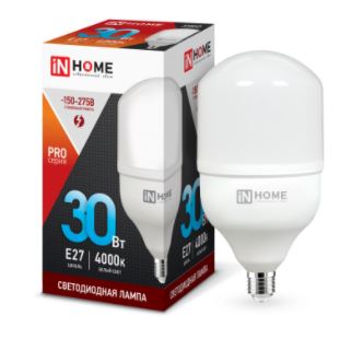 E27 30W 150-275VAC 6500K IN HOME 4690612031088 70х108mm лампа светодиодная