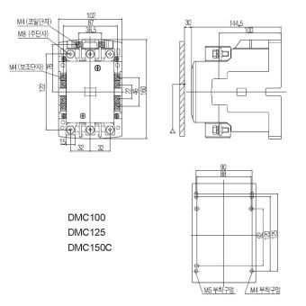 DMC100 105A 200-240VAC 55kW 380-440V 3P 2NO+2NC Dong-A контактор