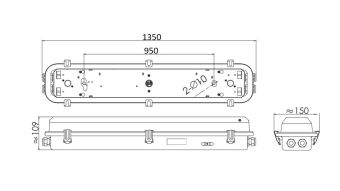 FPC48-2 2х36W 230VAC G13 IP67 АМЭО светильник люминесцентный