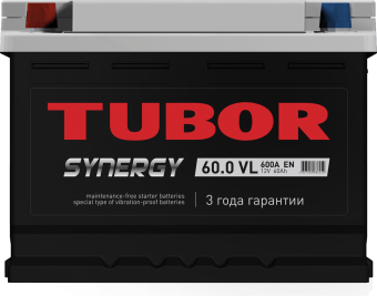 6СТ-60.0 VL низкий 60Ah TUBOR SYNERGY аккумулятор свинцово-кислотный