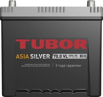 6СТ-70.0 VL B01 70Ah TUBOR ASIA SILVER аккумулятор свинцово-кислотный