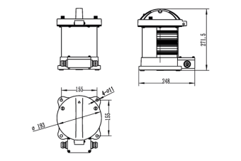 CXH3-10CL 225° 2х12W 100-240VAC LED IP66 LZ фонарь сигнально-отличительный топовый белый