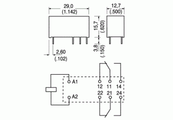 RT424730 110-230VAC 8A 2NO+2NC Schrack реле промежуточное