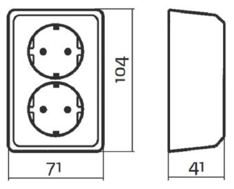 JN-2N-EKO (RS1090) 2x2P+E 16A 250V IP21 розетка каютная накладная двойная