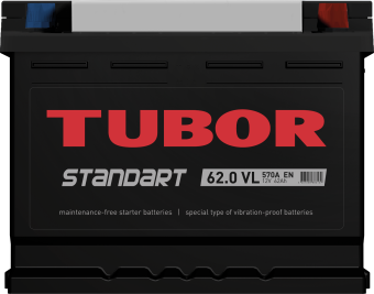 6СТ-62.0 VL 62Ah TUBOR STANDART аккумулятор свинцово-кислотный