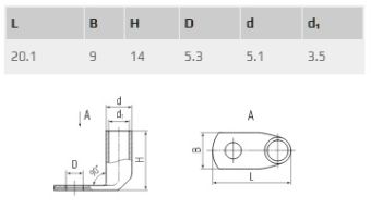 ТМЛс(90) 6-5 наконечник кабельный угловой медный луженный