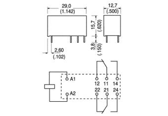 RT424730 110-230VAC 8A 2NO+2NC Schrack реле промежуточное