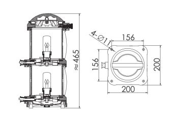 CXH4-101P 135° 2х65W P28s фонарь сигнально-отличительный буксировочный желтый
