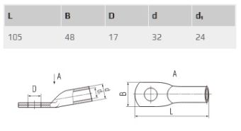 ТМЛ 240-16-24 наконечник медный луженый