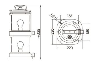 CXH3-10P 225° 2х65W B22d РМРС LZ фонарь сигнально-отличительный топовый стационарный белый