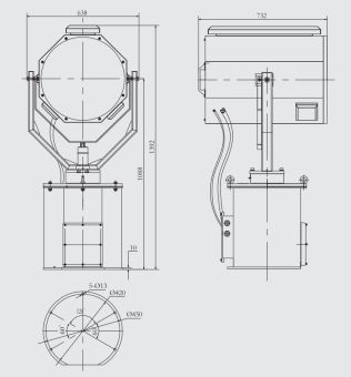 SSX-3000R 3000W 230VAC 50/60Hz IP56 (без лампы) АМЭО HX прожектор ксеноновый судовой ледовый
