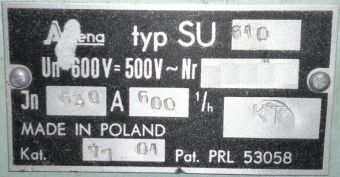 SU-M610 630A 220VDC 600V 1P(NO) 2NО+2NC Apena контактор