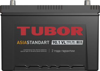 6СТ-90.1 VL B01 90Ah TUBOR ASIA STANDART аккумулятор свинцово-кислотный