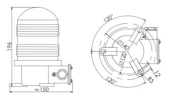 FIP1-2 25W 230VAC B15d IP55 (желтый) АМЭО светильник под лампу накаливания проблесковый
