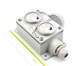 JB100-2 2x2P+E 10A/16A 250V IP67 АМЭО (1/2″) розетка судовая