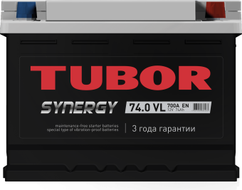 6СТ-74.0 VL низкий 74Ah TUBOR SYNERGY аккумулятор свинцово-кислотный