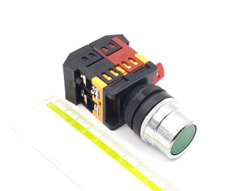 ABLF-22 d22mm 220V 1NO+1NC (неон зеленая) кнопка управления