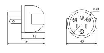 Type IB 2P+E 16A 250V IP20 вилка японский стандарт