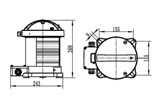 CXH4-10PL 135° 2х6W 100-240VAC LED IP66 LZ фонарь сигнально-отличительный кормовой белый