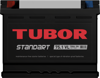 6СТ-75.1 VL 75Ah TUBOR STANDART аккумулятор свинцово-кислотный