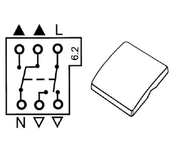 SN-1SN6.2-EKO (RS16) 16A 250V 2P IP20 выключатель каютный накладной проходной одноклавишный