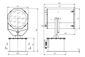 SSX-1000R-SE 1000W 230V/60Hz IP56 АМЭО прожектор ксеноновый судовой ледовый