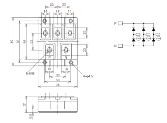 RM75TC-H 150A 1200V Mitsubishi мост диодный трёхфазный