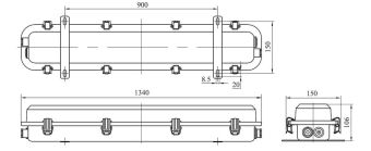 FPC48-2B 2х36W 230VAC G13 IP67 (БАП) АМЭО "лапы" светильник люминесцентный аварийный