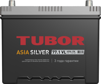 6СТ-77.1 VL B01 77Ah TUBOR ASIA SILVER аккумулятор свинцово-кислотный