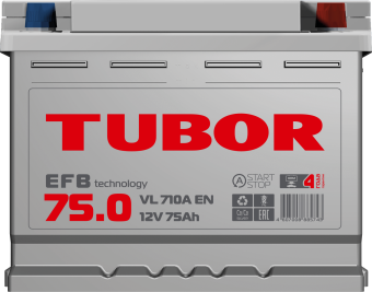 6СТ-75.0 VL 75Ah TUBOR EFB аккумулятор свинцово-кислотный