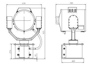 SSX-1000R-V2 1000W 230VAC 50/60Hz IP56 (без лампы,2П/У) АМЭО HX прожектор ксеноновый судовой ледовый